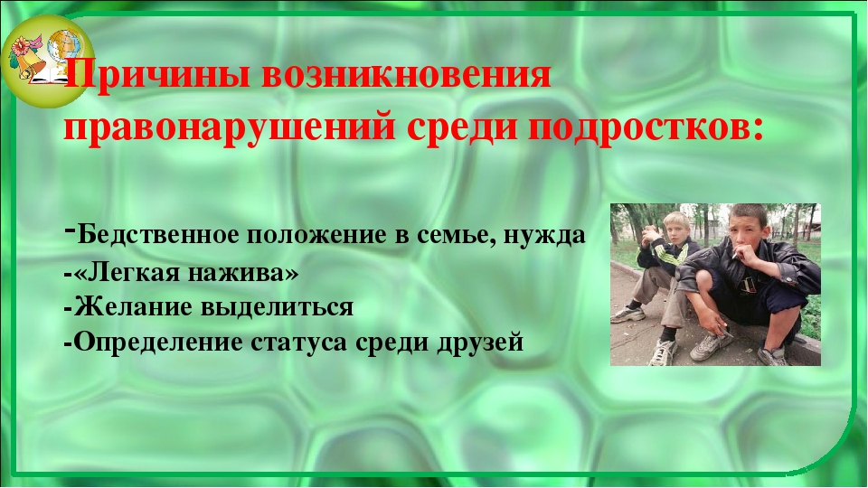 Причины возникновения правонарушений среди подростков.