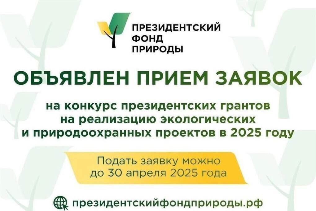 Президентский фонд экологических и природоохранных проектов проводит конкурс на предоставление грантов на реализацию экологических и природоохранных проектов..